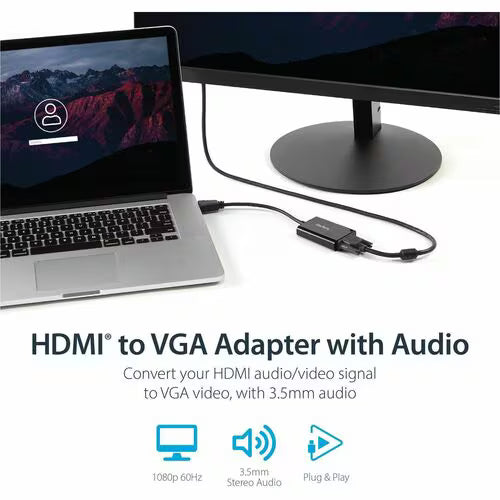 StarTech HDMI to VGA Adapter with Audio - 1080p - Black - Plug and Play